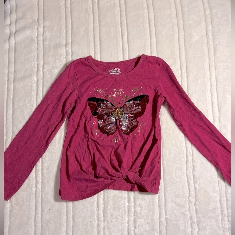 BUTTERFLY sequin girls long sleeve top -S 7/8